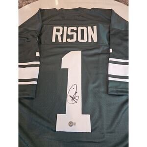 Andre Rison Autographed/Signed Jersey Beckett Sticker Green Custom Jersey